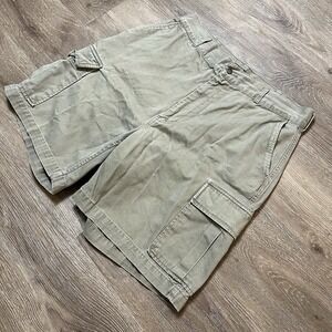 Vintage Polo Ralph Lauren USA Men Size 35 Cargo Shorts Gray Cotton Military Used